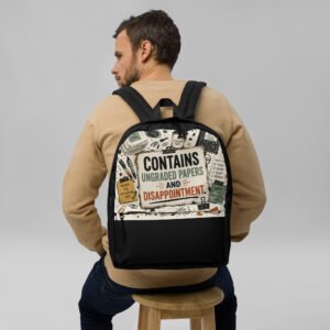 all-over-print-backpack-white-front-6a80fc71f0a51.jpg Contains Ungraded Papers & Disappointment.-All-Over Print Teacher Backpack